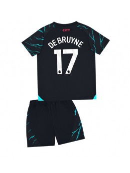 Manchester City Kevin De Bruyne #17 Ausweichtrikot für Kinder 2023-24 Kurzarm (+ Kurze Hosen)